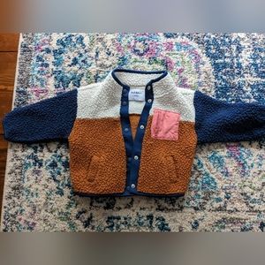 Infant Girl Sherpa Color Block Jacket